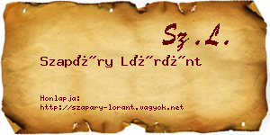 Szapáry Lóránt névjegykártya